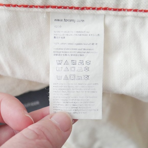 Tommy Hilfiger Relaxed Fit Tapered Leg Carpenter Jeans Off White Mens Size 40x30 - Picture 10 of 12